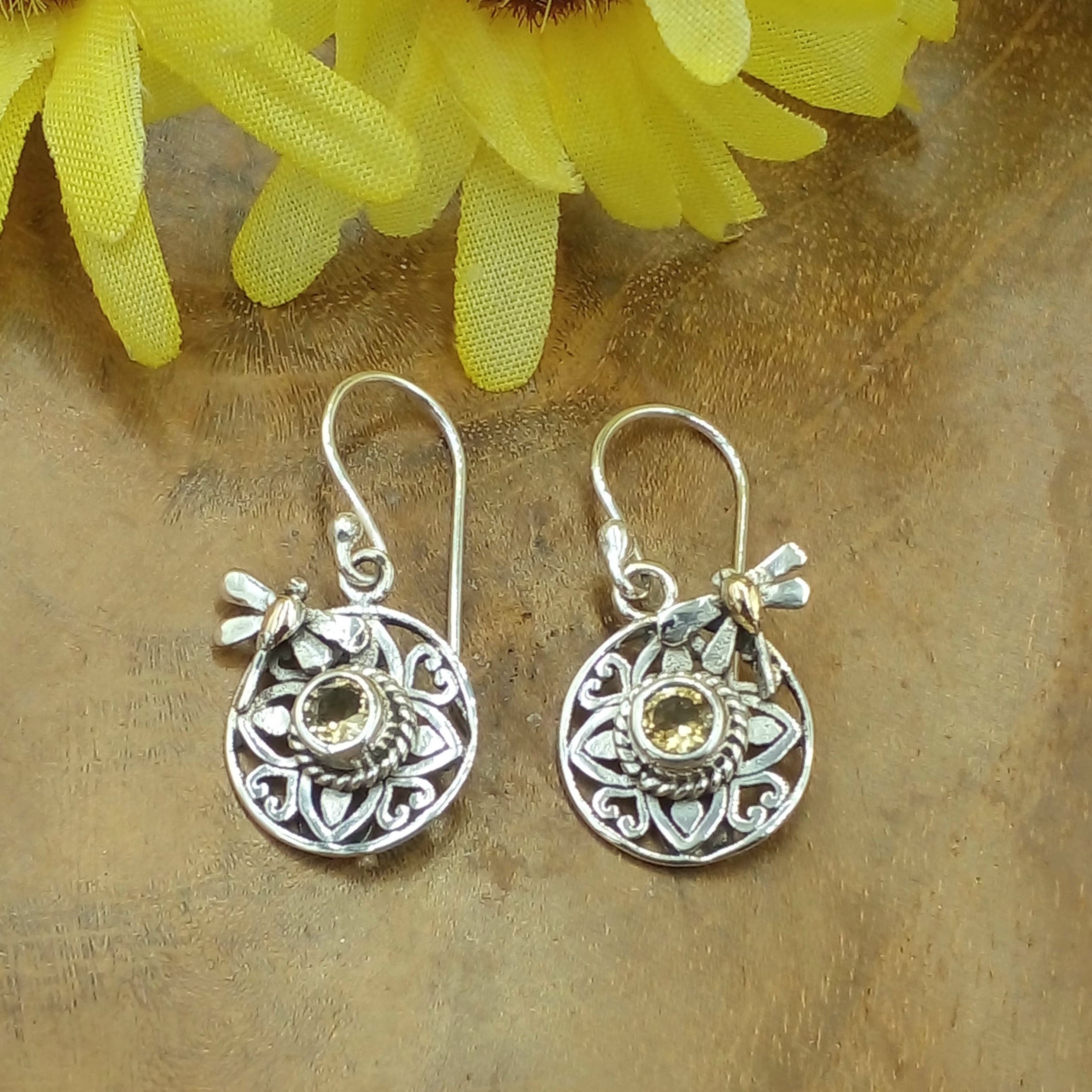 Bali Silver Gemstone Earrings E1735GRTW165