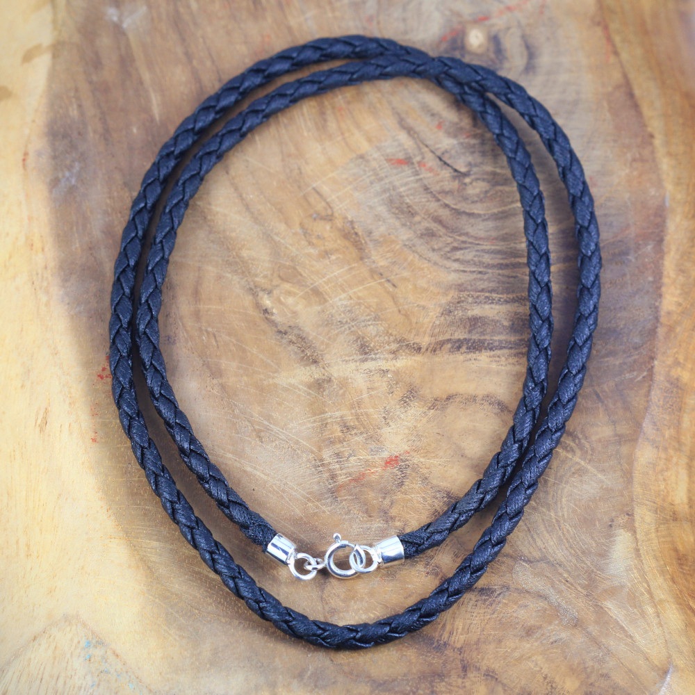 Leather Necklaces With Silver Cap N082W65