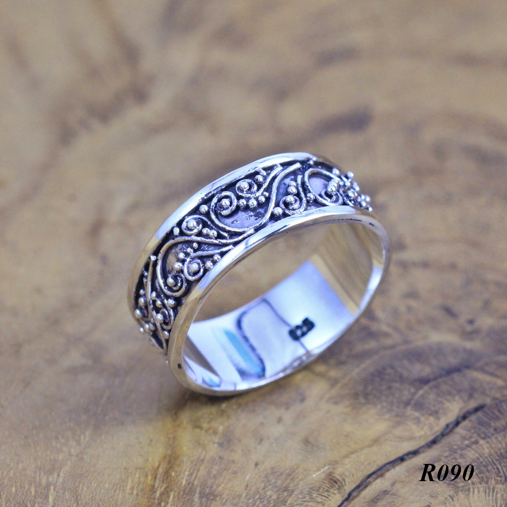 925 Balinese Silver Ring with Wide Javanese Tendrils  R090W75