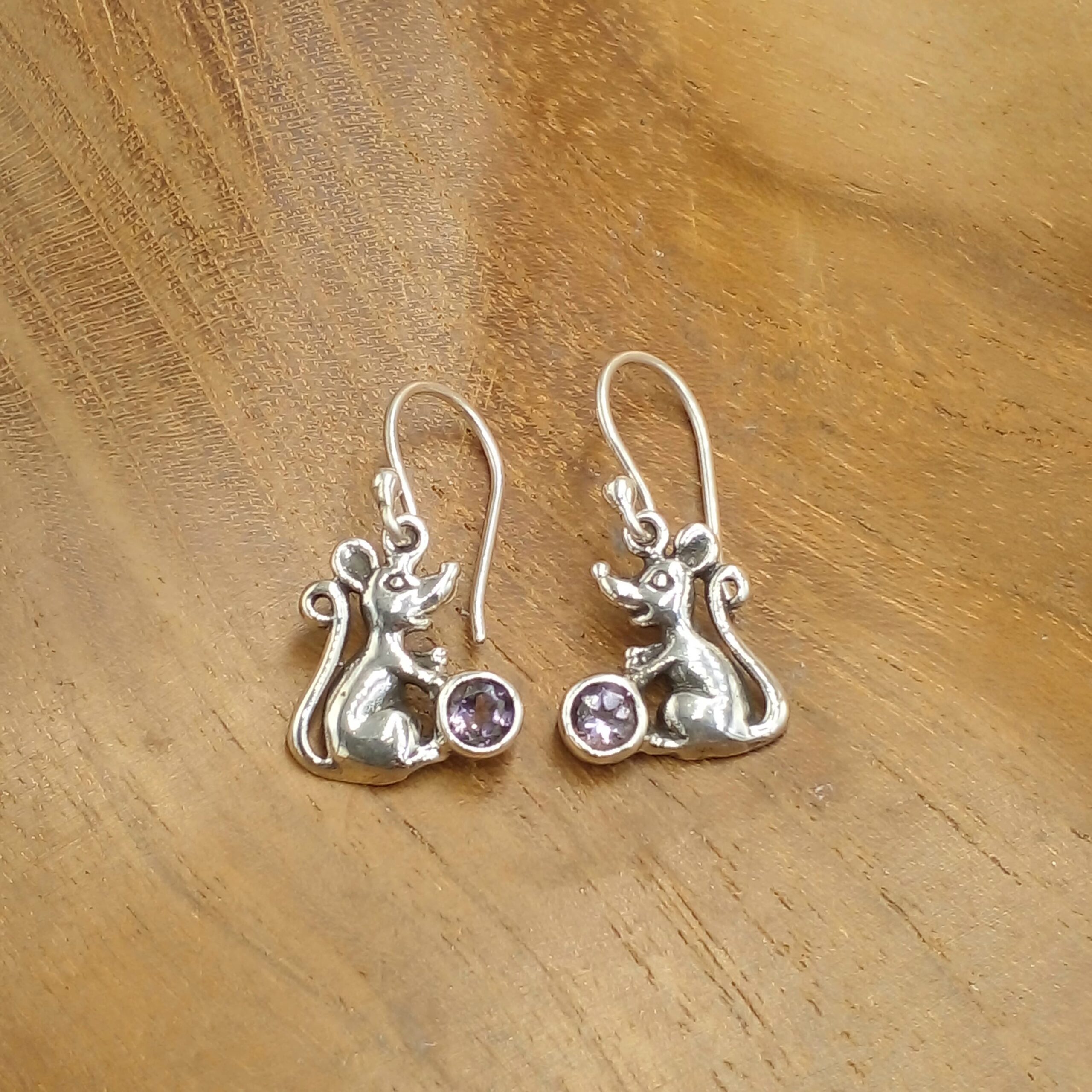 Gemstone Rat Silver Earrings 1777AMYW160