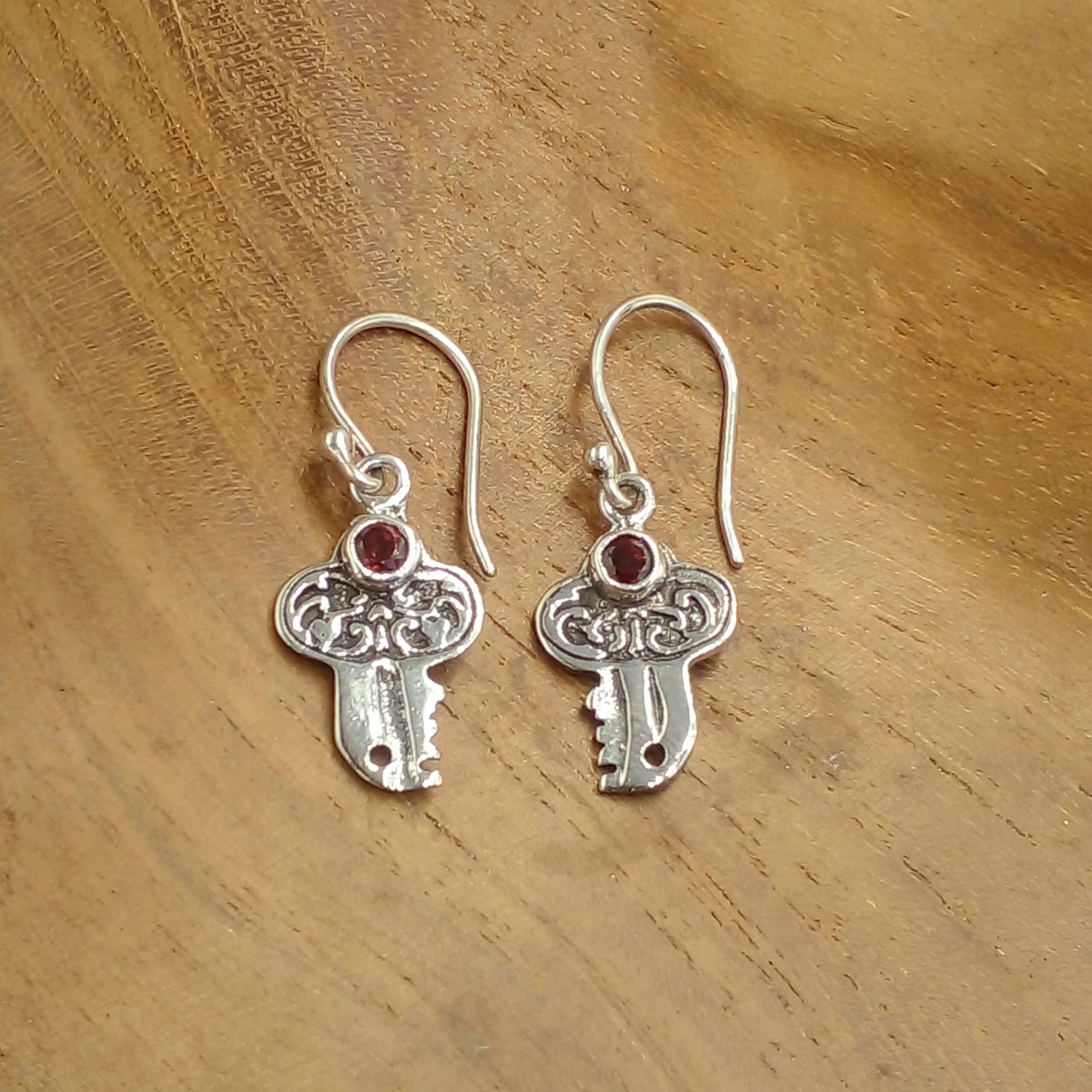 Key Silver Earrings with Gems E1778AMYW160