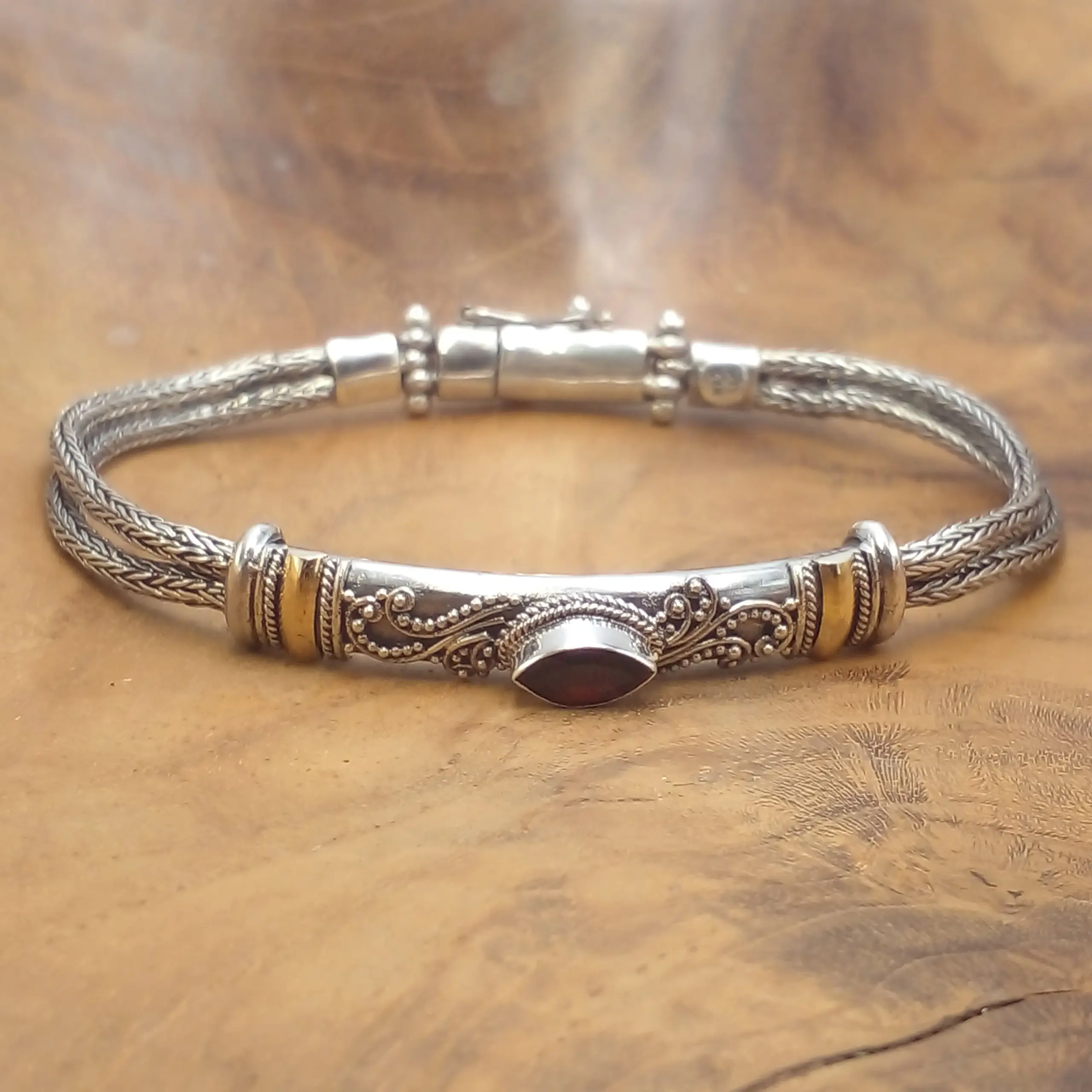 Balinese Silver Chain Bracelet B690BTZW877