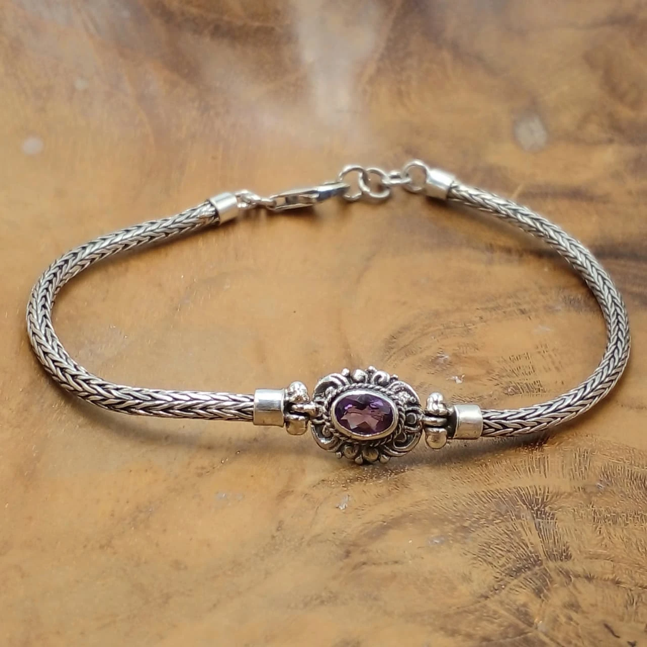 Balinese Silver Oval Chain Bracelet B702AMYW415