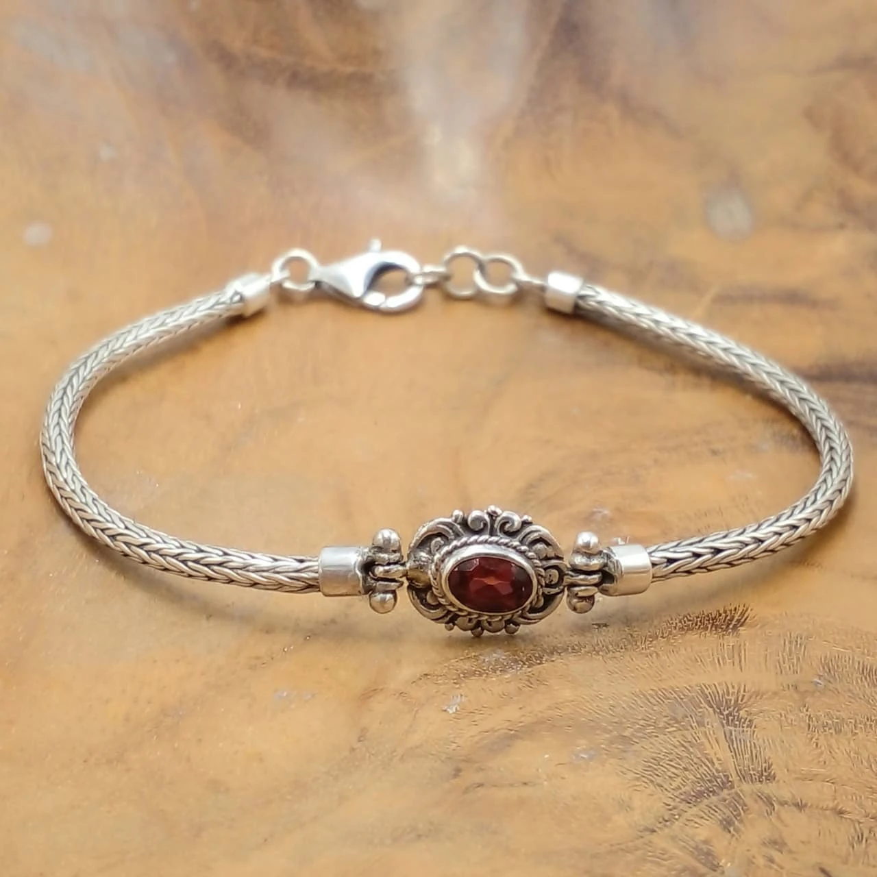 Balinese Silver Oval Chain Bracelet B702AMYW415