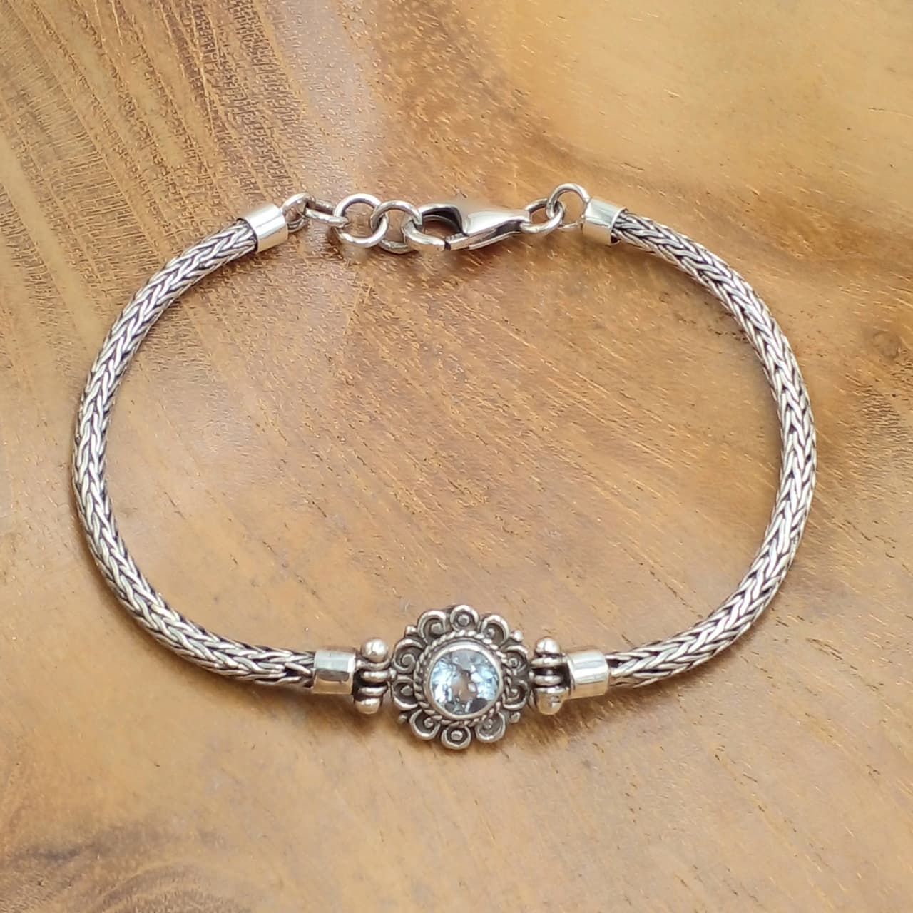 Women's Silver Flower Chain Bracelet B703AMYW415