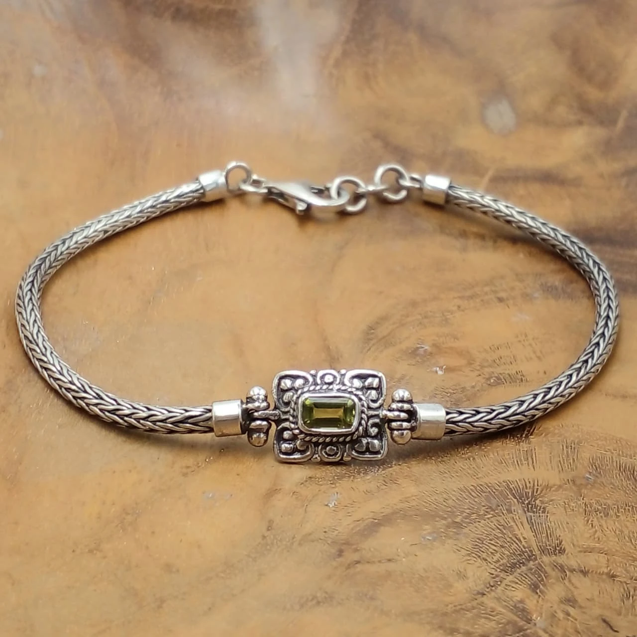 Balinese Silver rectangle Chain Bracelet B704GRTW415