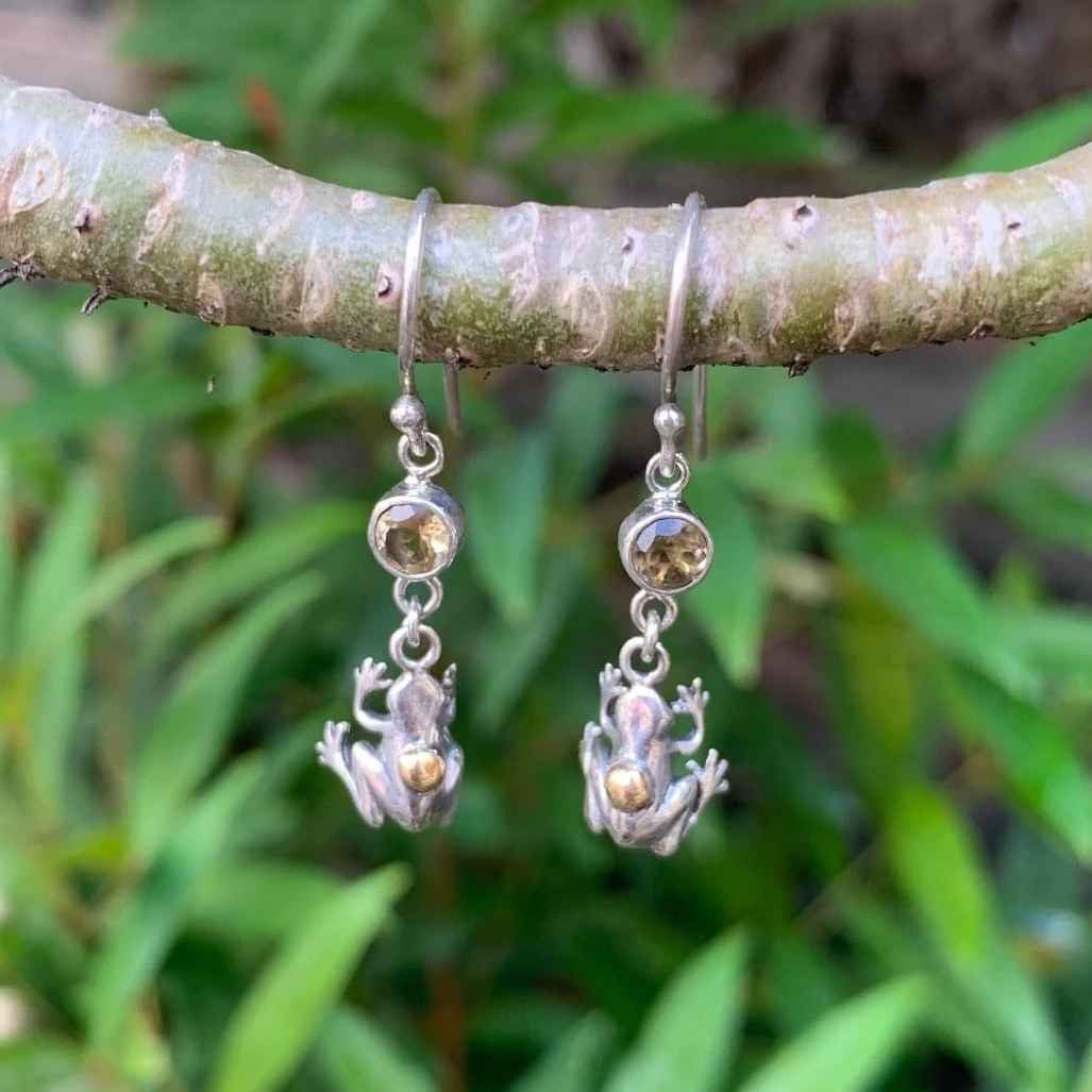 Frog Earrings With Gold & Gems E1802CTRW230