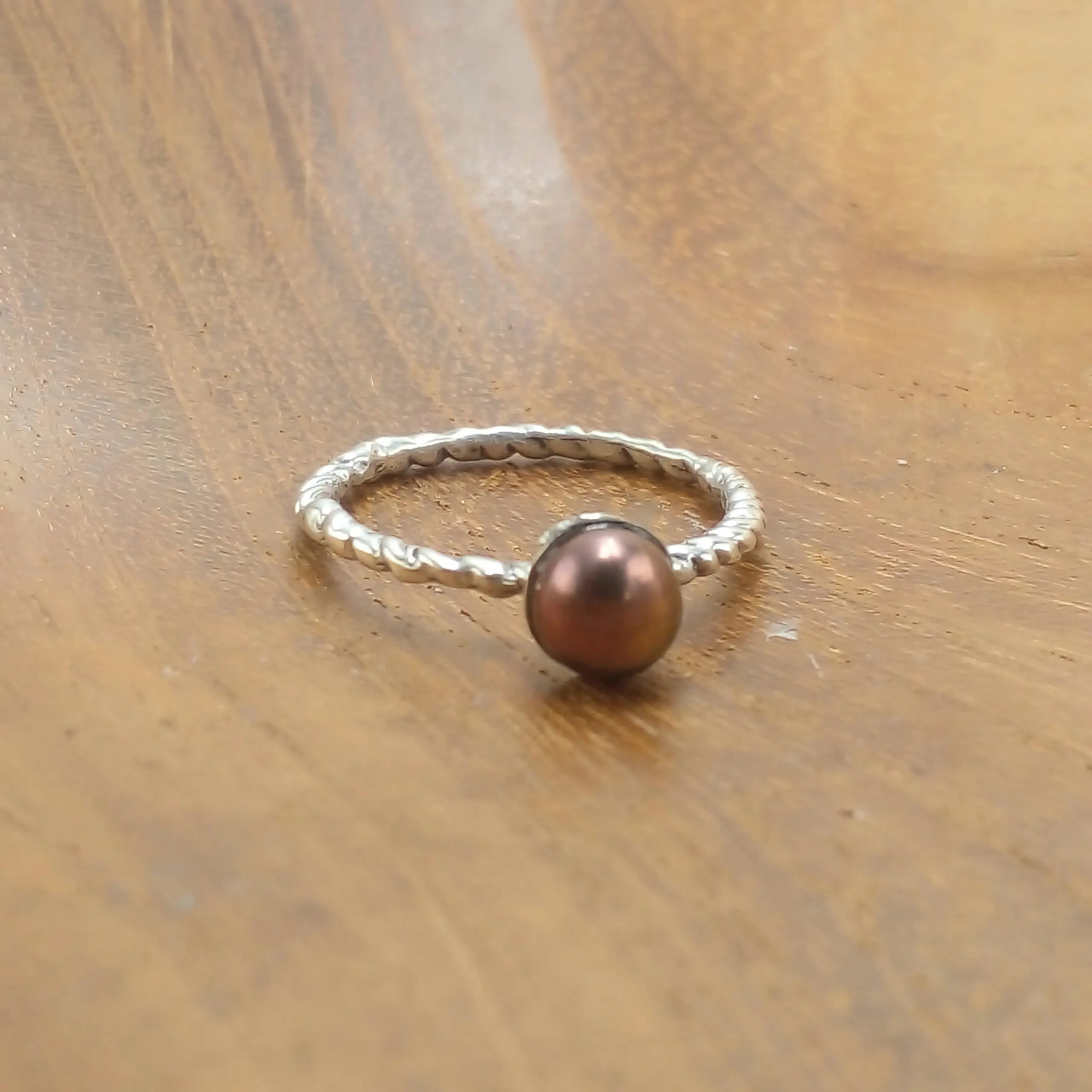 Balinese Carved Silver Ring With Pearls R684MBKW115