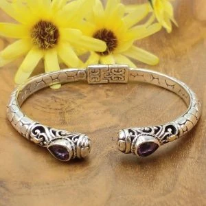 Balinese Silver Bracelet With Gems B528AMYW1722