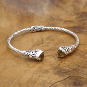 Elegant Twisted Cable Bangle with Amethyst Accents B538AMYW771