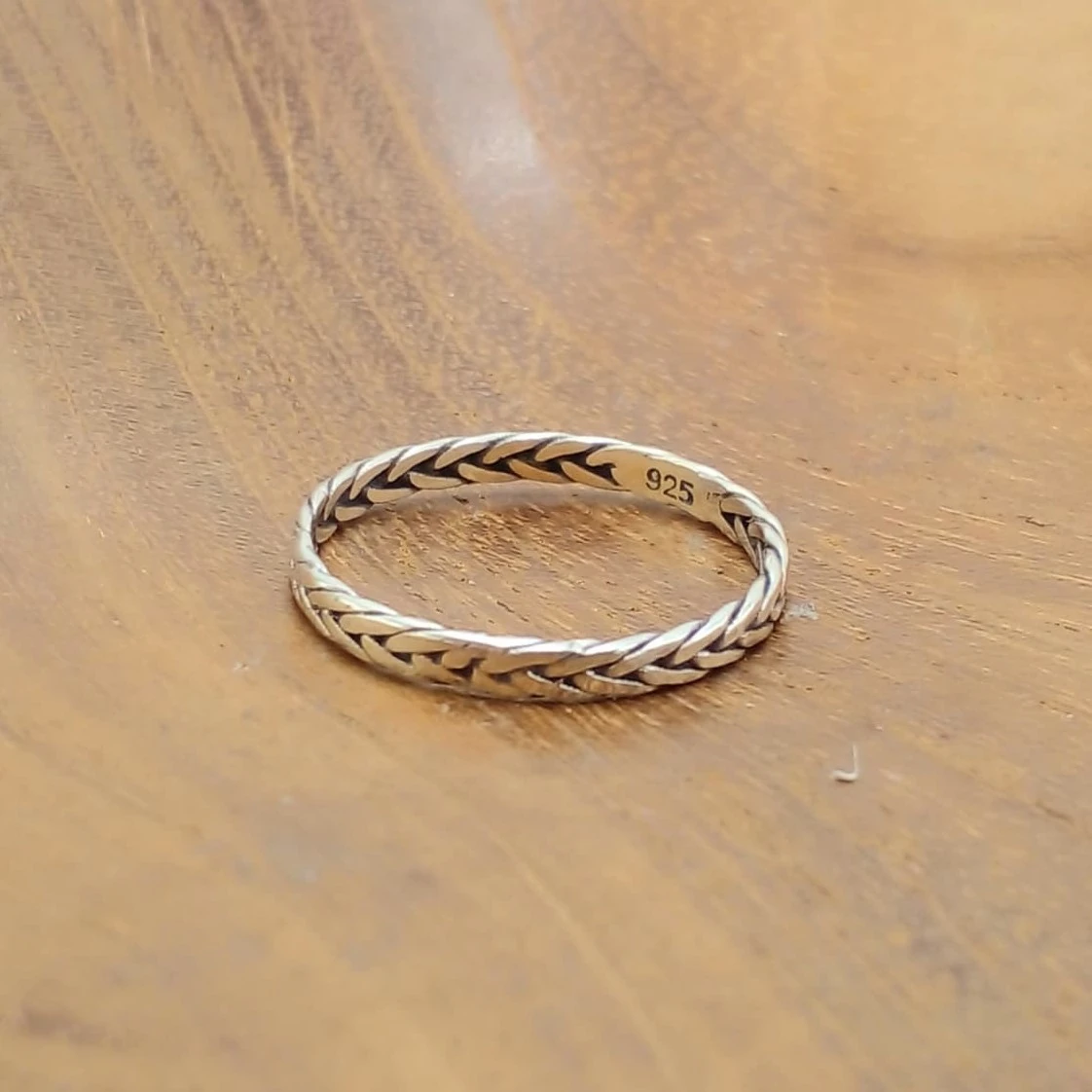 Balinese 925 Silver Ring with Minimalist Ethnic Braided Rope R701W95